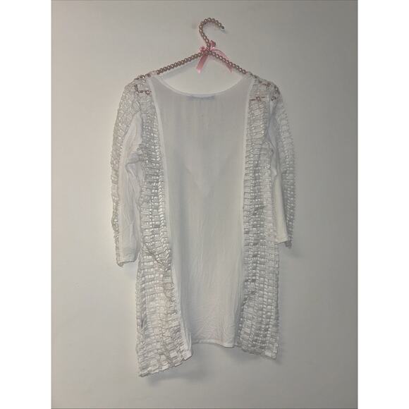 Solitaire Swim Eyelet Cover up White Boho V Neck Sz Small Swim Suit Dress Beachy - Picture 5 of 5